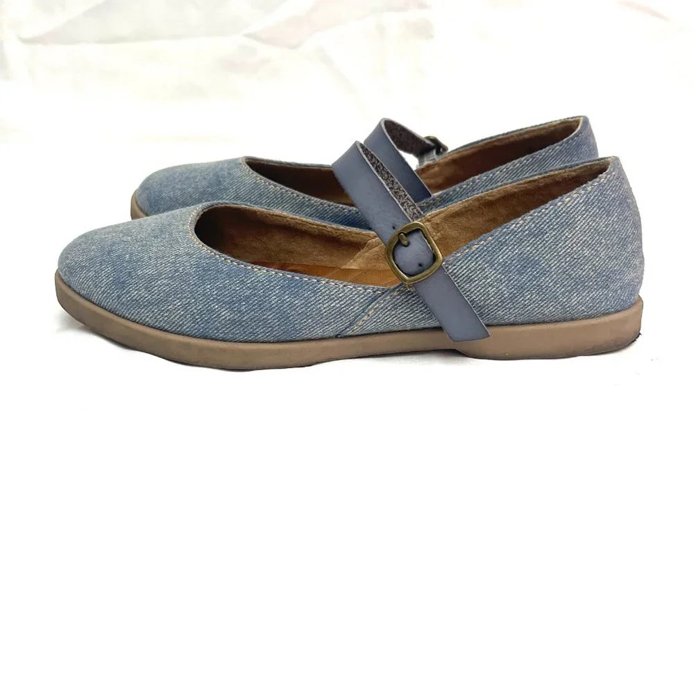 Blowfish Malibu Women Empower Mary Jane Comfort Footbed Denim Flat 7